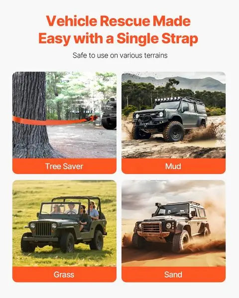VEVOR Car Tow Cable Towing Strap Rope 36000 lbs 30ft 3-inch Emergency Heavy Duty