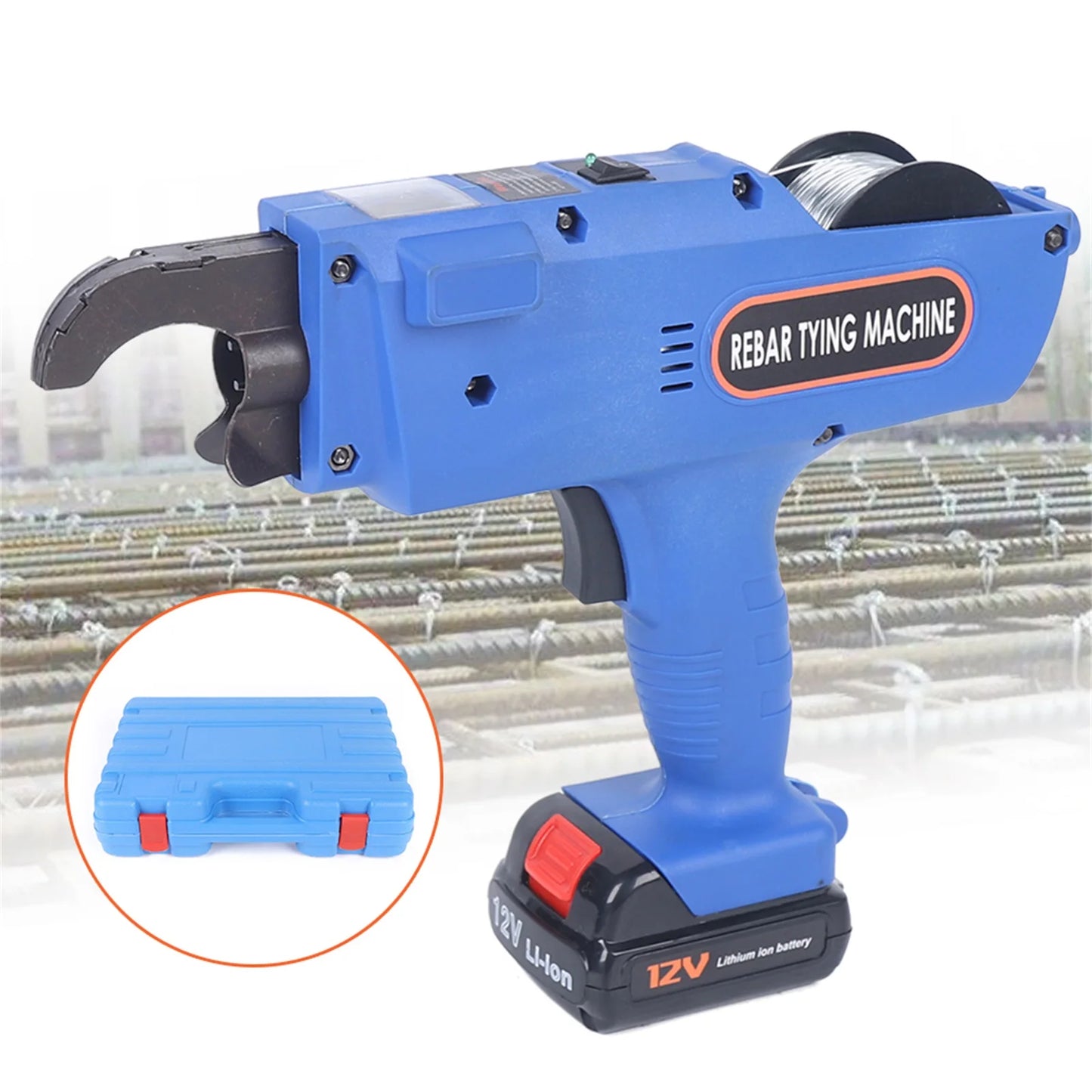 8mm-34mm Tier Tying Machine w/Pliers + 2 x Batteries Automatic Rebar Tier Tying Machine Electric Reinforcing Rebar Tier Gun
