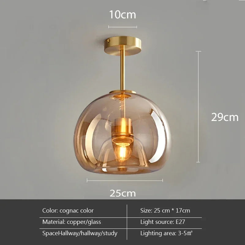 Nordic Modern Glass Ceiling Light E27 Fixture