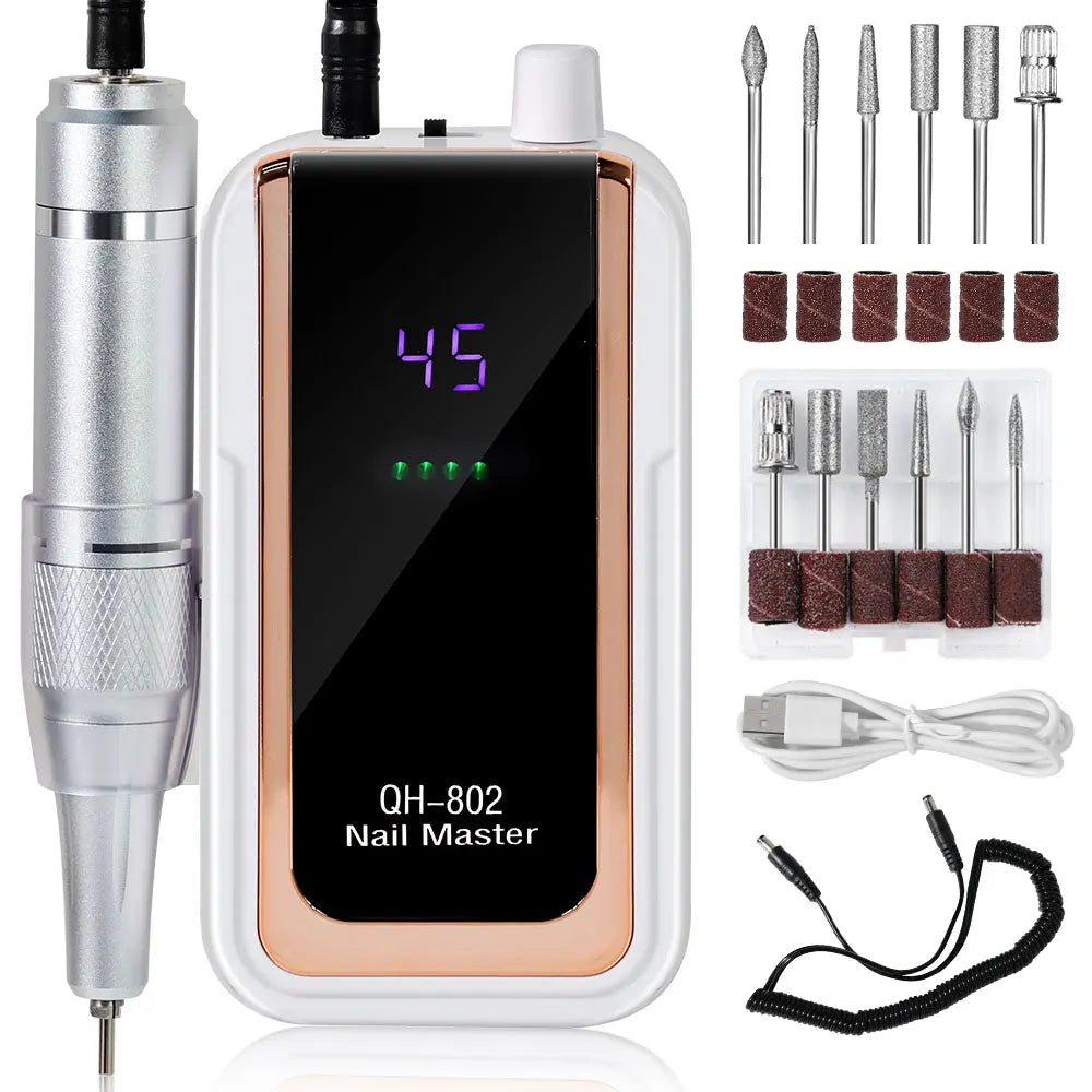 Rechargeable Portable Electric Nail Drill Kit For Polishing And Removing