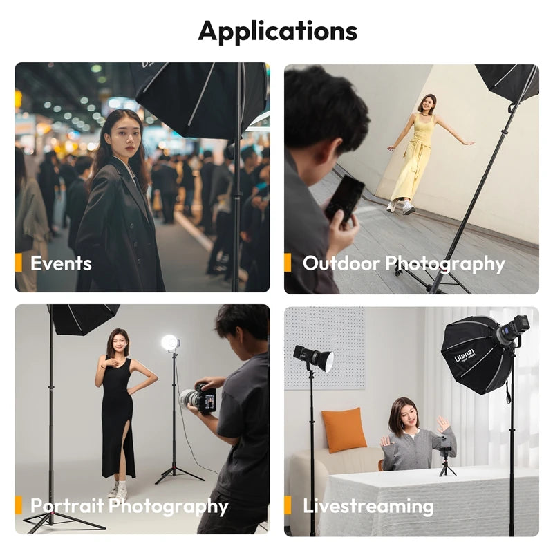 Ulanzi AT-05 2M Light Stand Tripod for 40W Pro 120W 200W Cob Light Panel Light Camera with 1/4" Screw for Photography Studio Kit