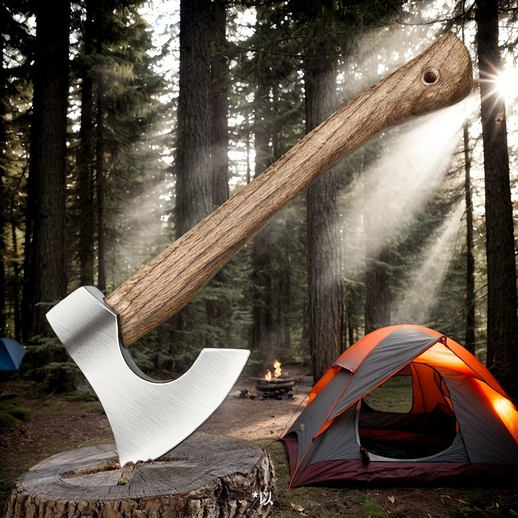 NONEDIY Hand Forged Viking Tomahawk Axe Outdoor High Manganese Steel