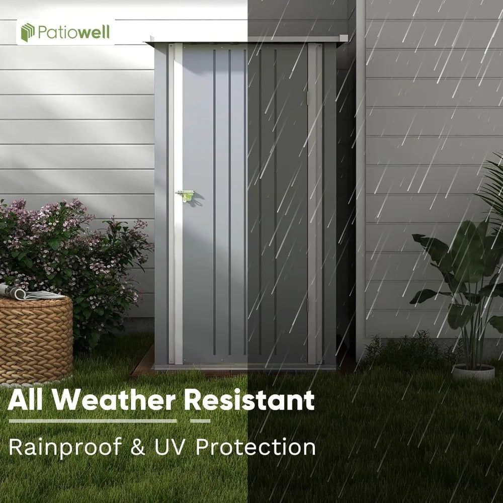 Outdoor Garden Storage Shed With Sloped Roof And Lockable Door