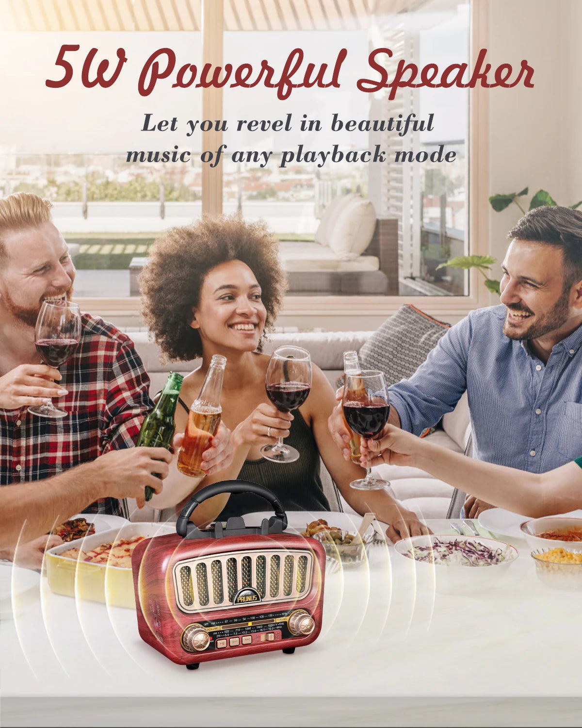 PRUNUS J180 Retro Radio Bluetooth Speaker AM FM SW