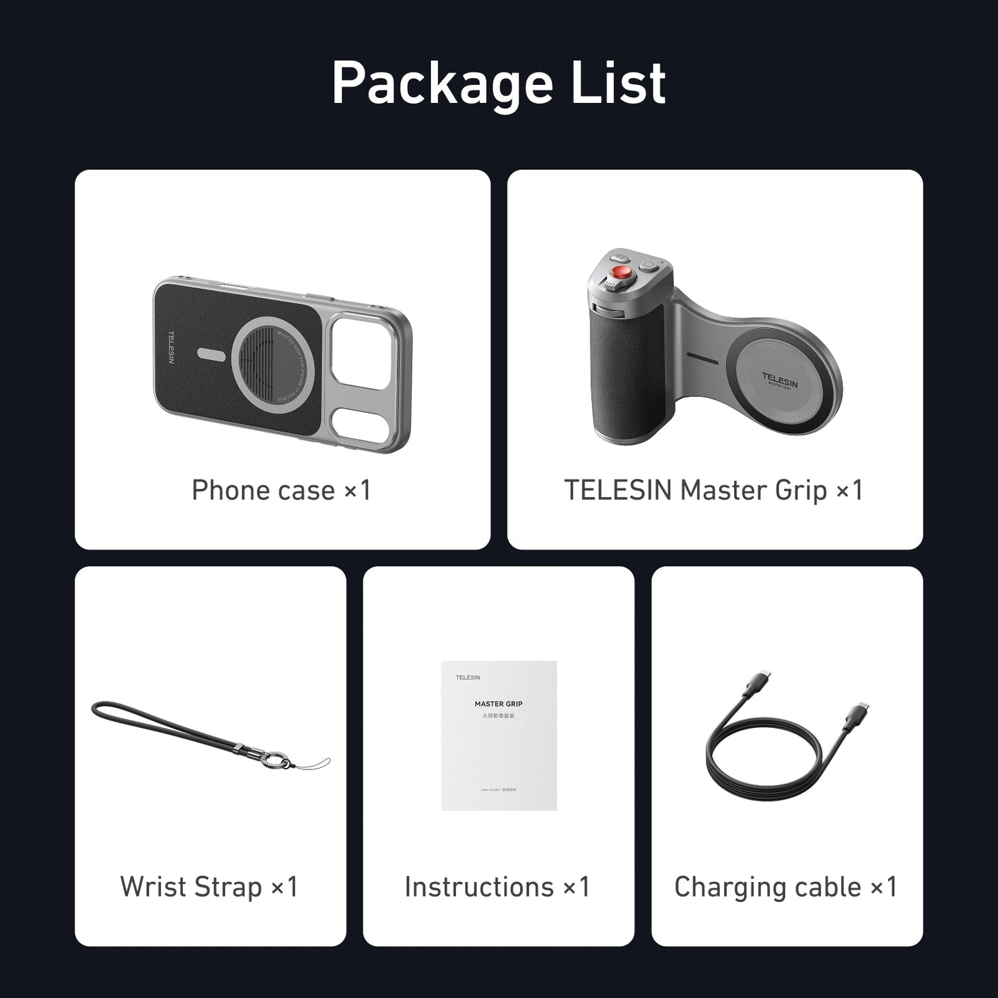 TELESIN Master Grip For iPhone Pro Max Magnetic 3200mAh Battery