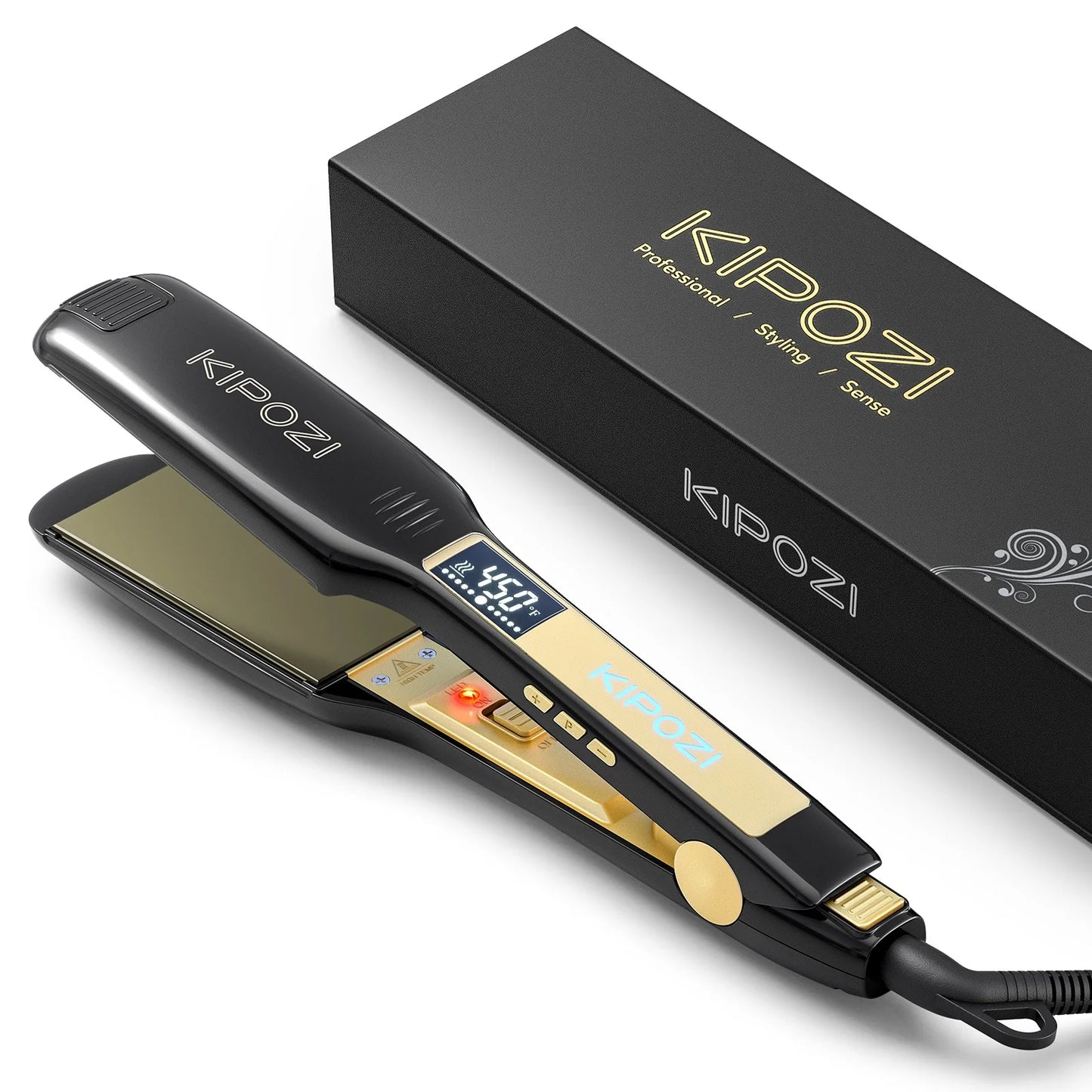 Fairywill Digital LCD Hair Straightener Titanium Flat Iron Dual Voltage