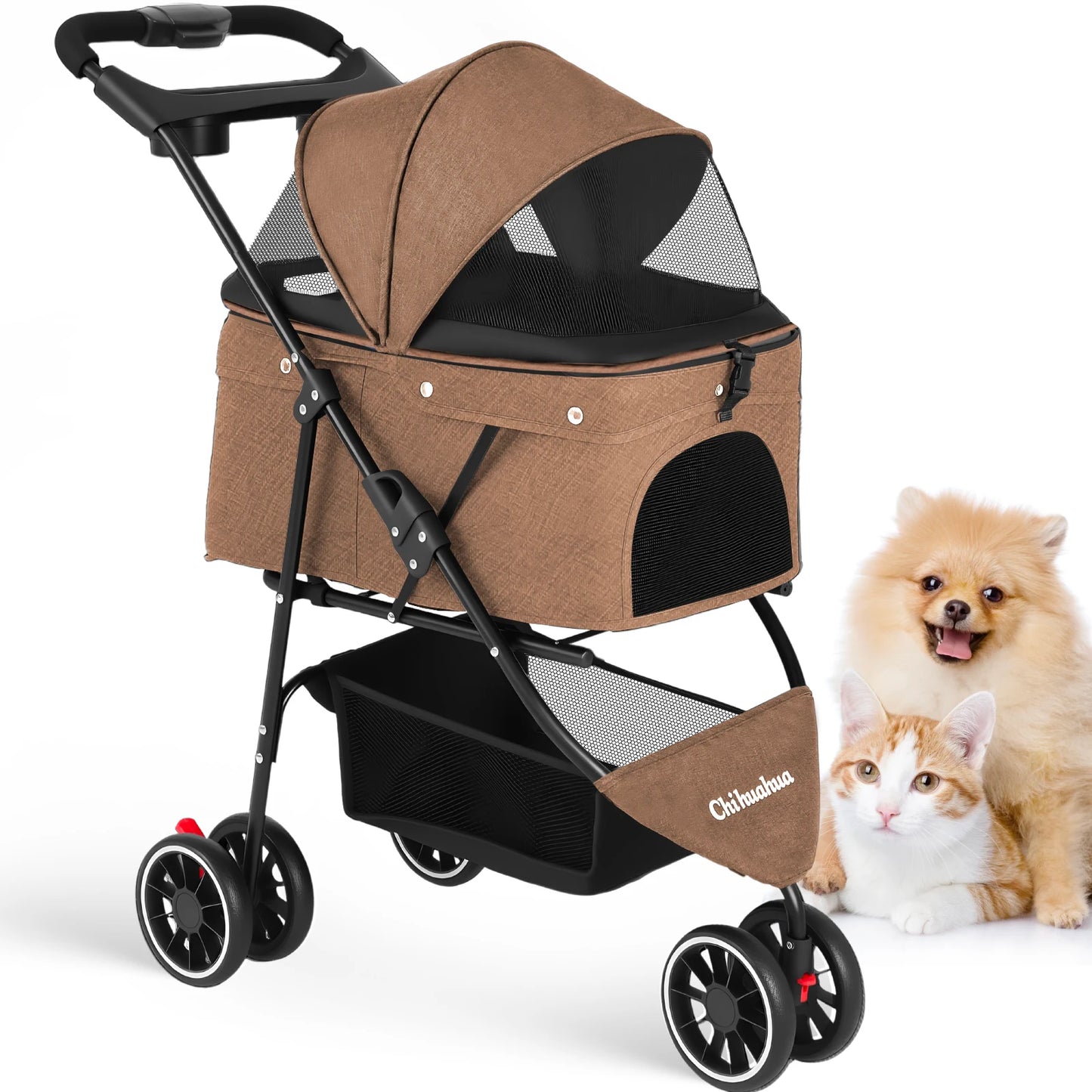 Chihuahua Dog Stroller Foldable With Universal Wheels For Travel