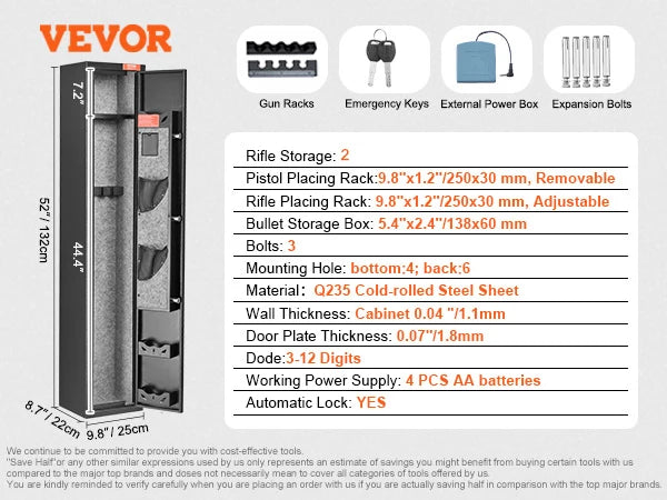 SucceBuy Gun Safe With Digital Keypad And Removable Shelf