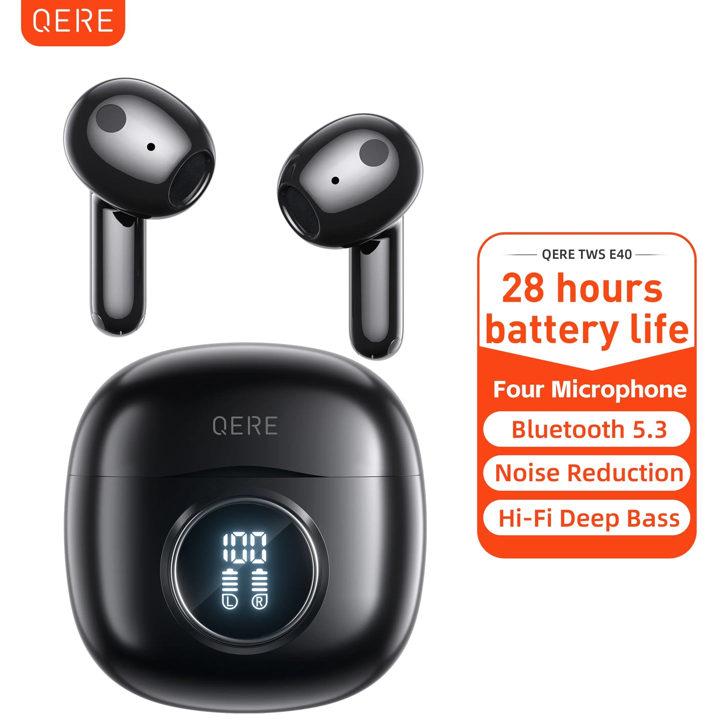 QERE E40 Wireless Bluetooth Earphones With 13mm Driver