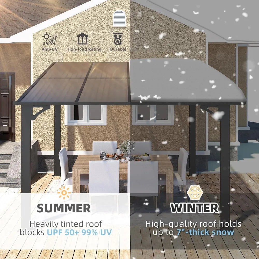 Patio Wall Mounted Gazebo Pergola With Roof All Weather