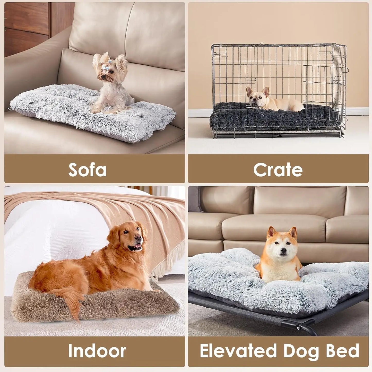 Plush Dog Bed Calming Anti Anxiety Washable Non Slip Mat