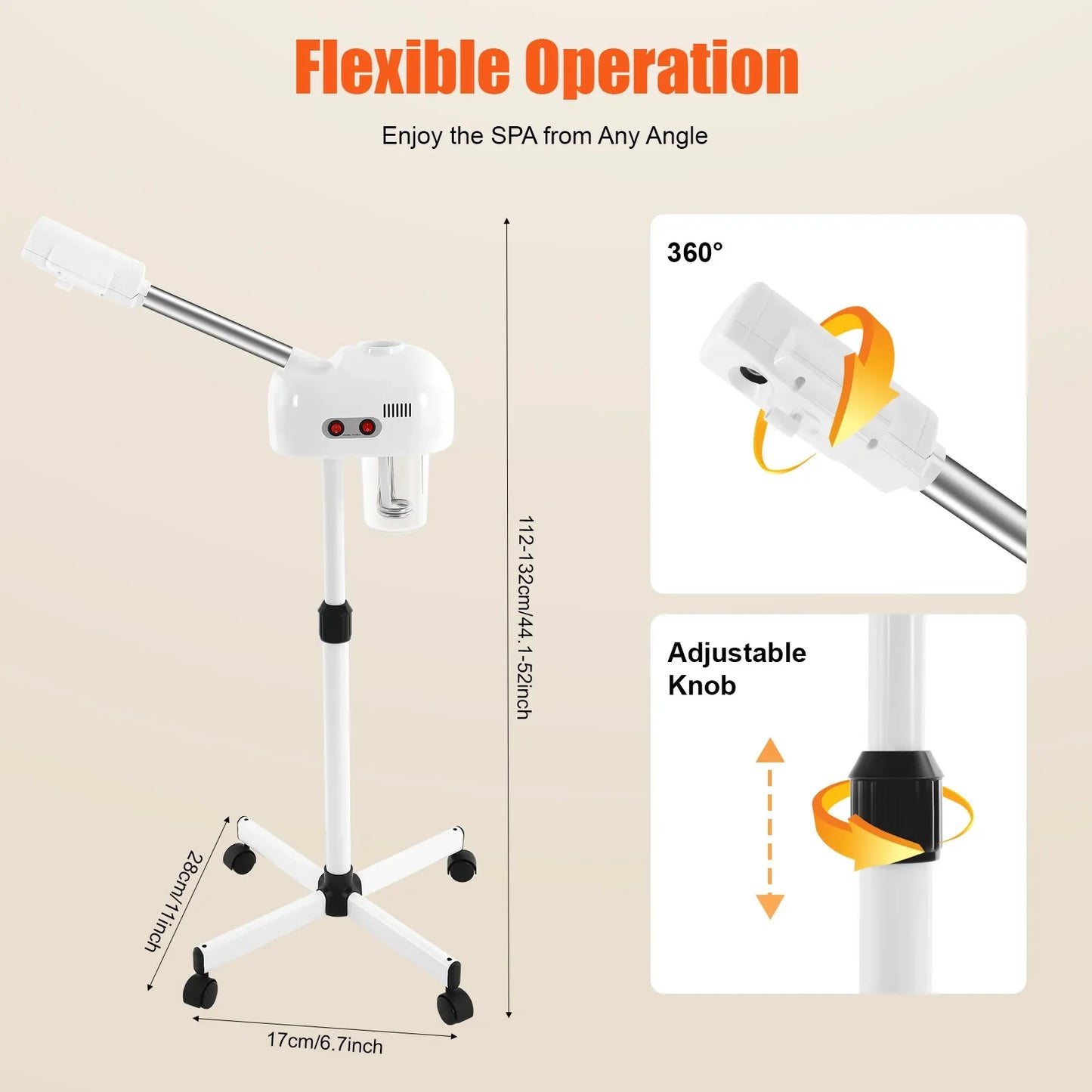 Ozone Infused Facial Steamer 800W Power for Home and Salon
