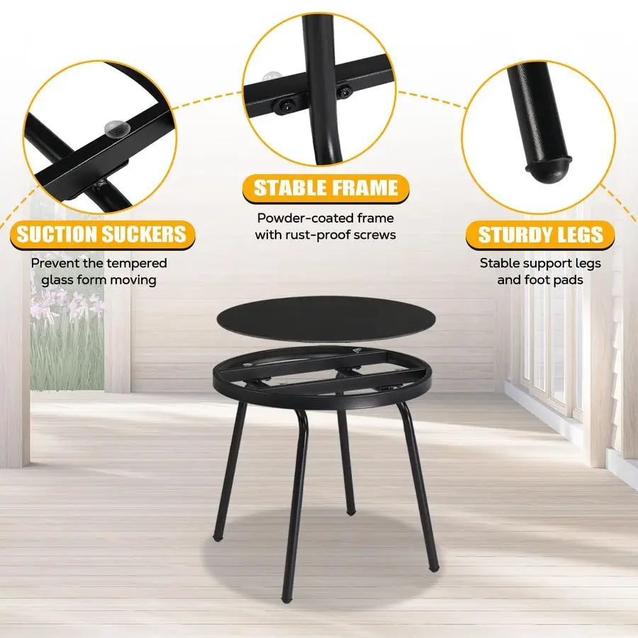 XMSJ 3 Piece Patio Furniture Set Outdoor Bistro For Two