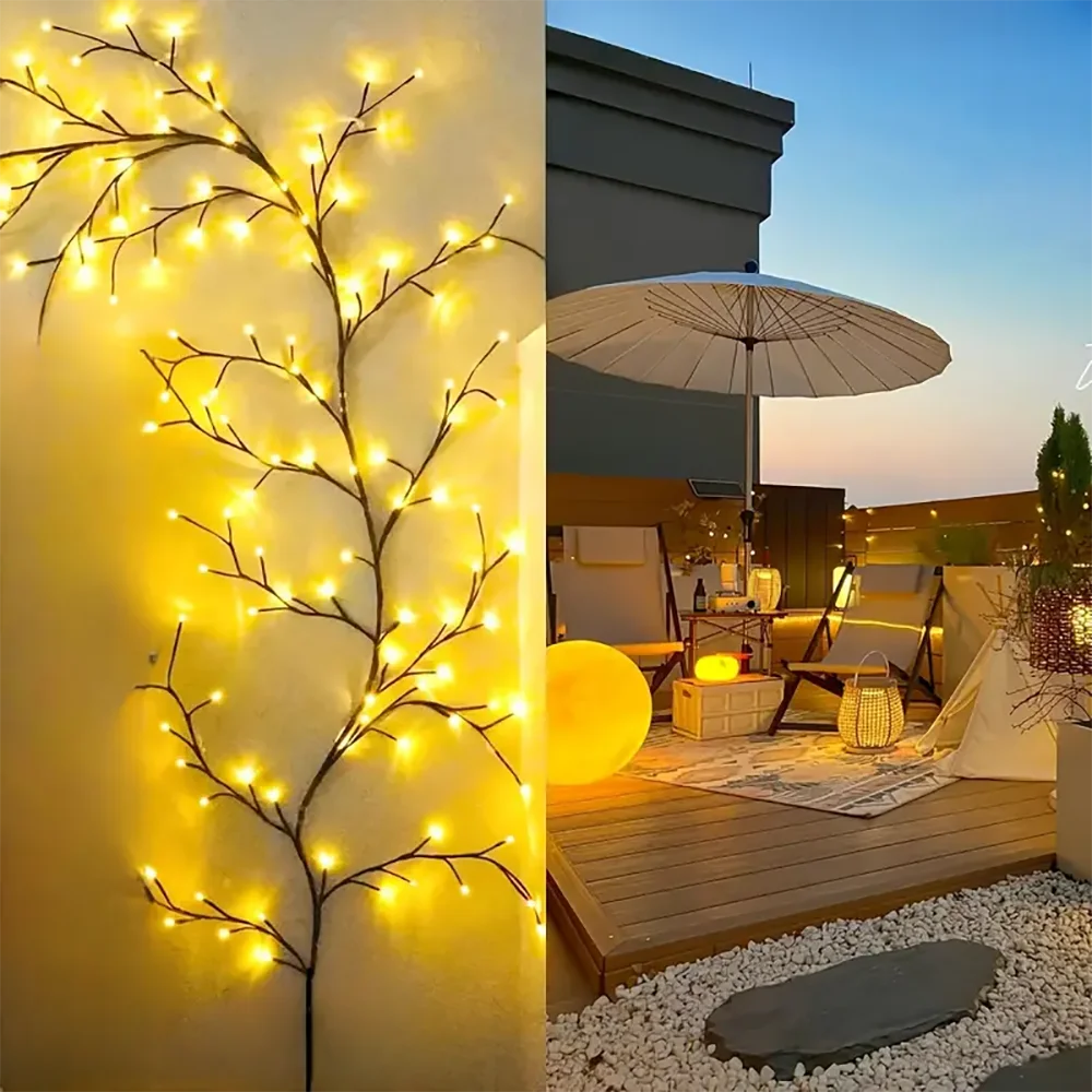 WELPUR Outdoor Solar String Lights Tree And Vine Lamp 96LED