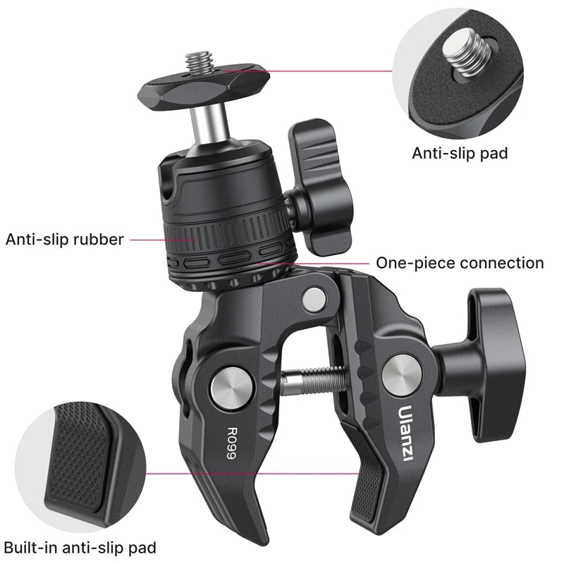 VIJI R099 Super Clamp With 360 Degree Mini Ball Head For GoPro