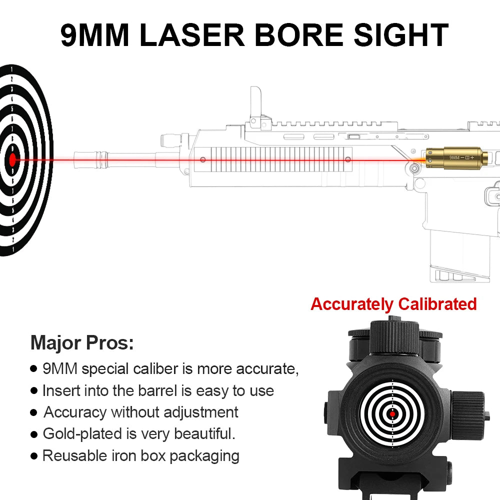 Bore Sight Red Dot Laser Cartridge For Pistols And Rifles