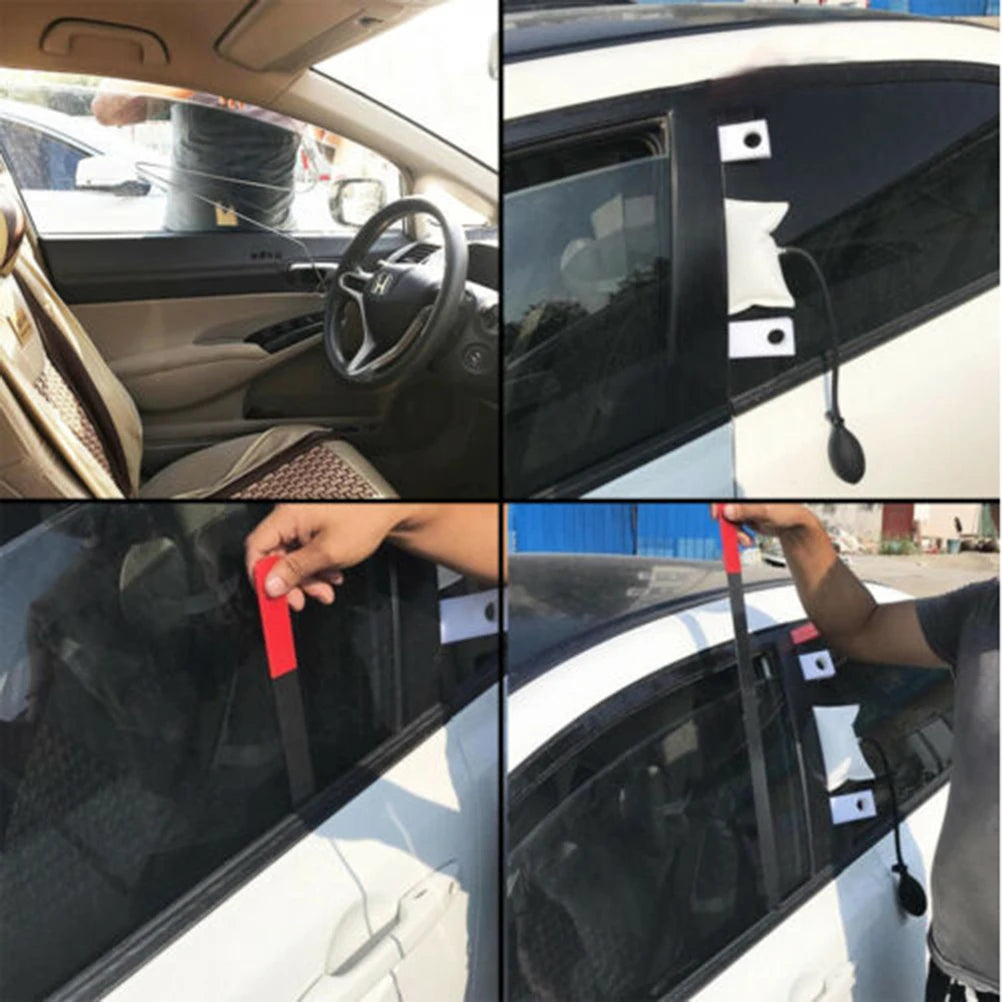 9 Pcs/Set Car Door Key Lost Lock Out Unlock Open Tool Kits Emergency Opening + Black Air Pump Car Styling Parts Car Accessories