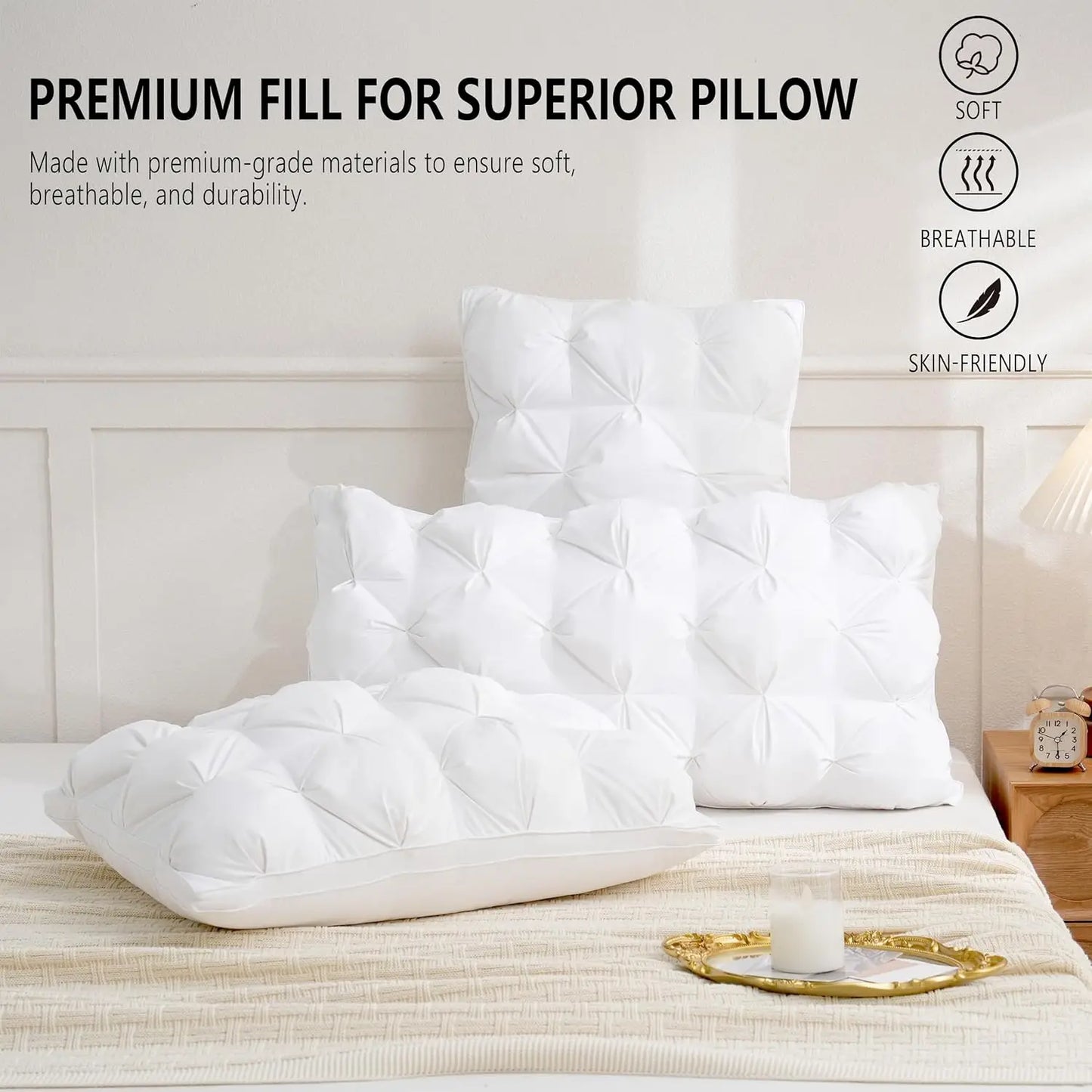 Bedsure Microfiber Pillow Set 2 Pack Soft Support Hotel Quality