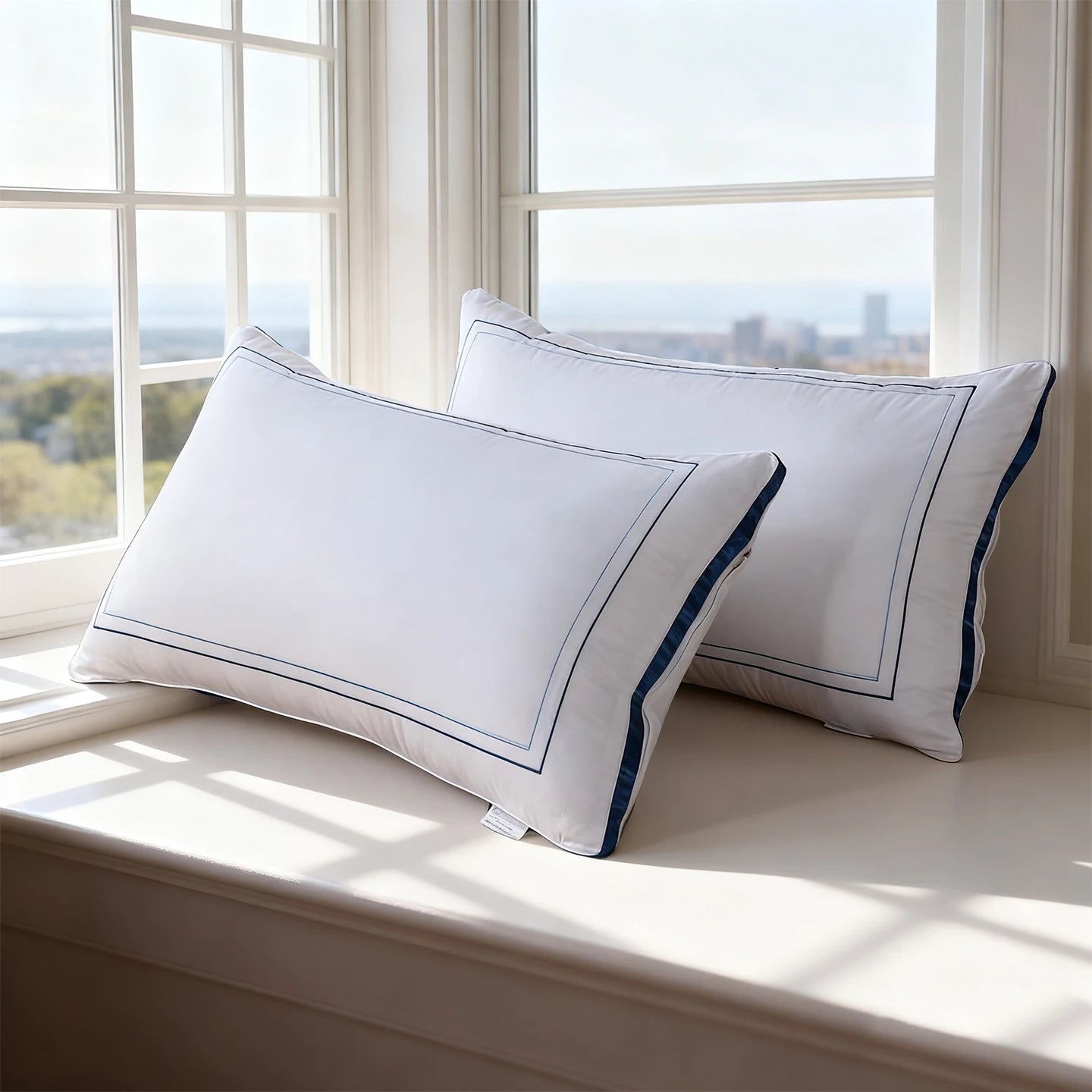 NONECN Luxury Embroidered Pillowcases 2pc Set Polyester