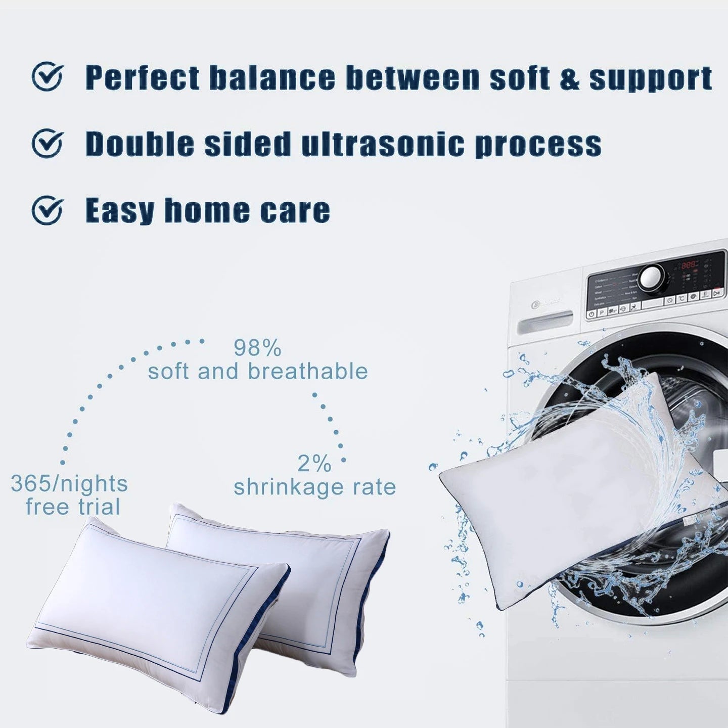 NONECN Luxury Embroidered Pillowcases 2pc Set Polyester