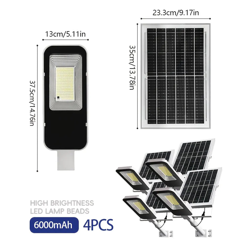 Outdoor Solar Street Lamps Set 6000mAh Waterproof Dusk To Dawn