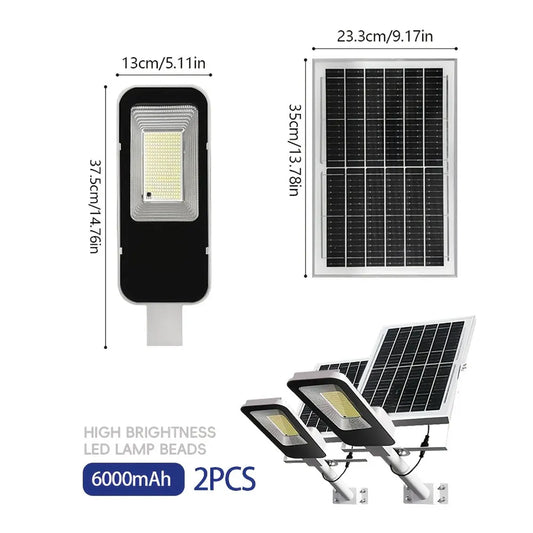 Outdoor Solar Street Lamps Set 6000mAh Waterproof Dusk To Dawn