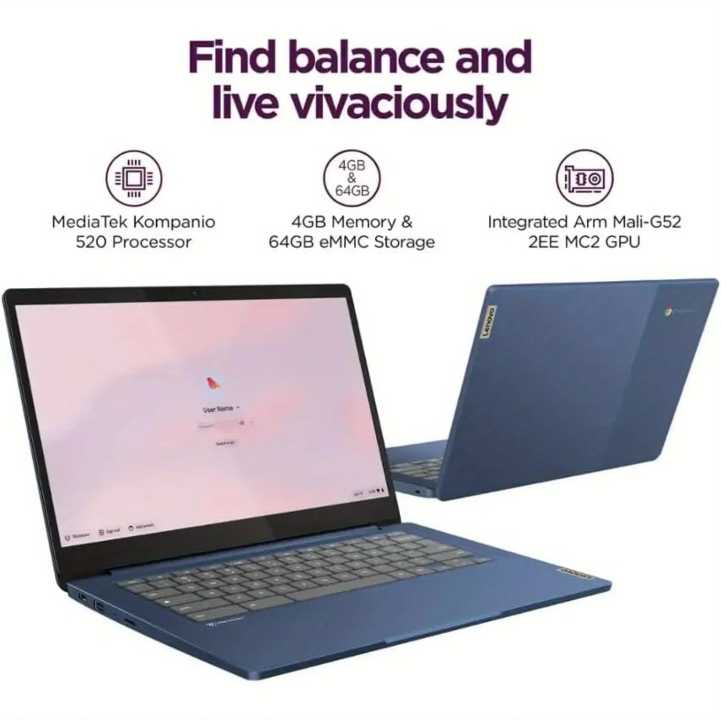Lenovo IdeaPad Slim 3 Chromebook Full HD MediaTek Kompanio 520
