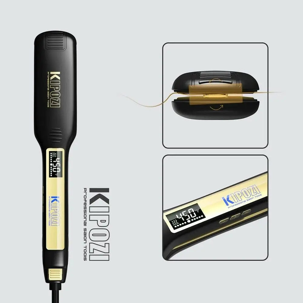 Fairywill Digital LCD Hair Straightener Titanium Flat Iron Dual Voltage