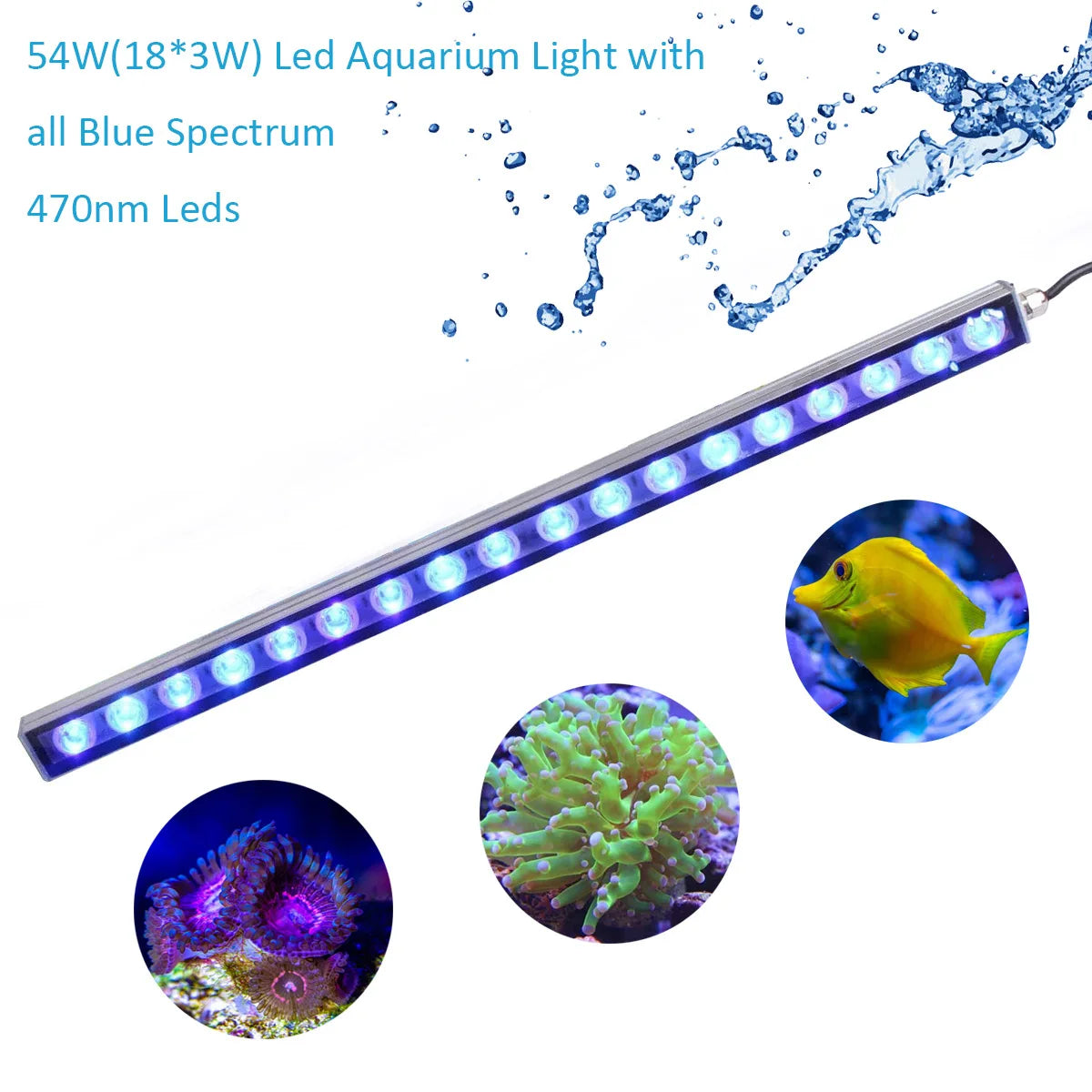 Populargrow Aquarium LED Light 54W 81W 108W 470nm Blue Spectrum