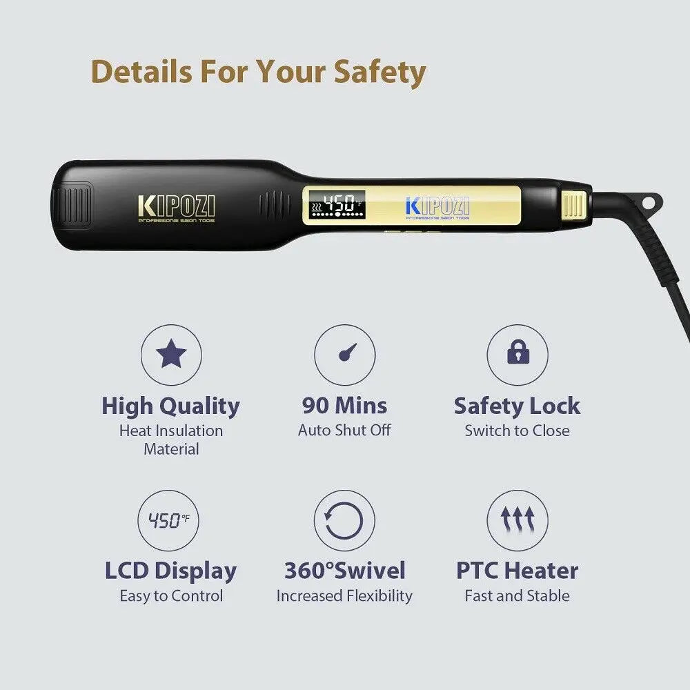 Fairywill Digital LCD Hair Straightener Titanium Flat Iron Dual Voltage