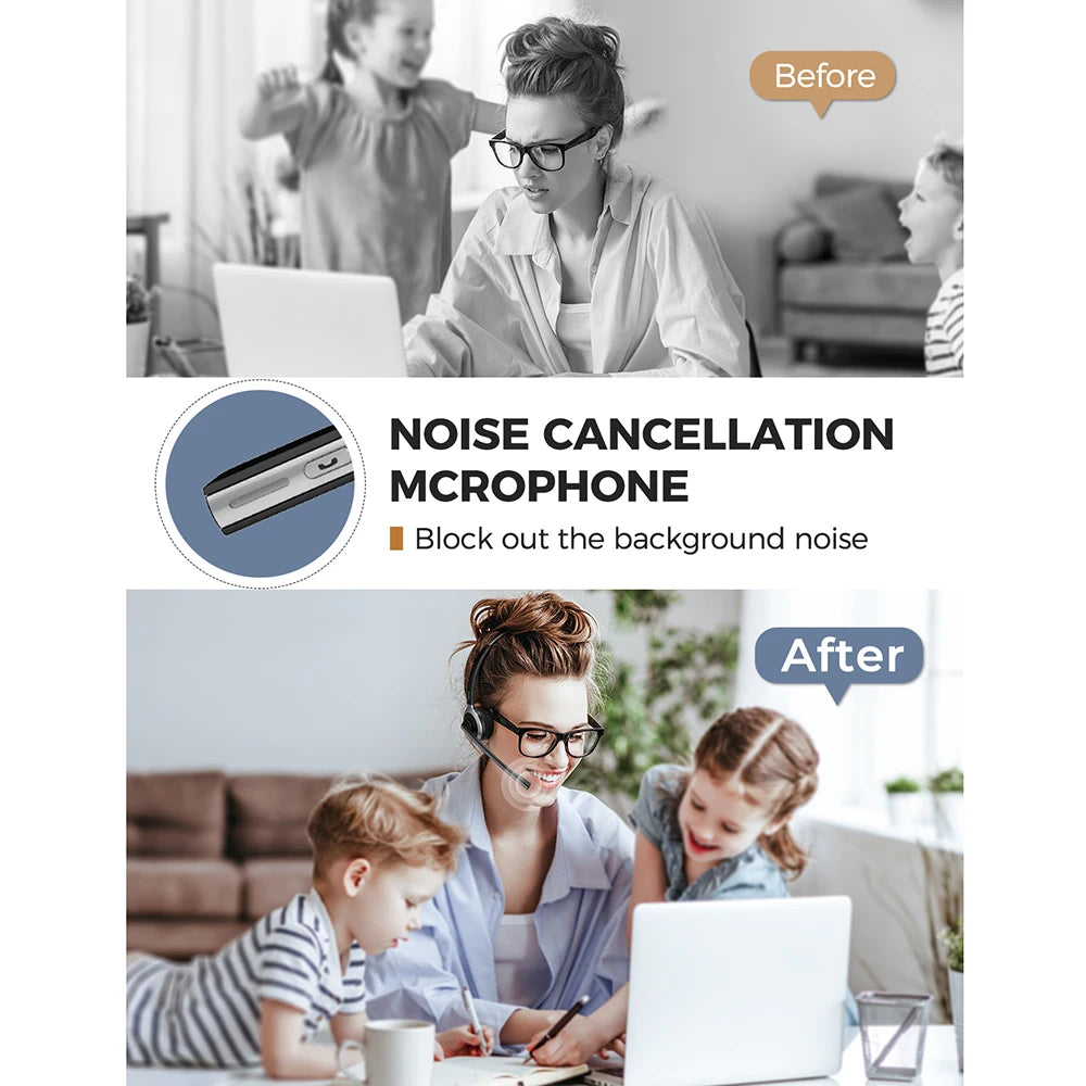 MPOW M5 Wireless Bluetooth Headset with Mic for PC Laptop