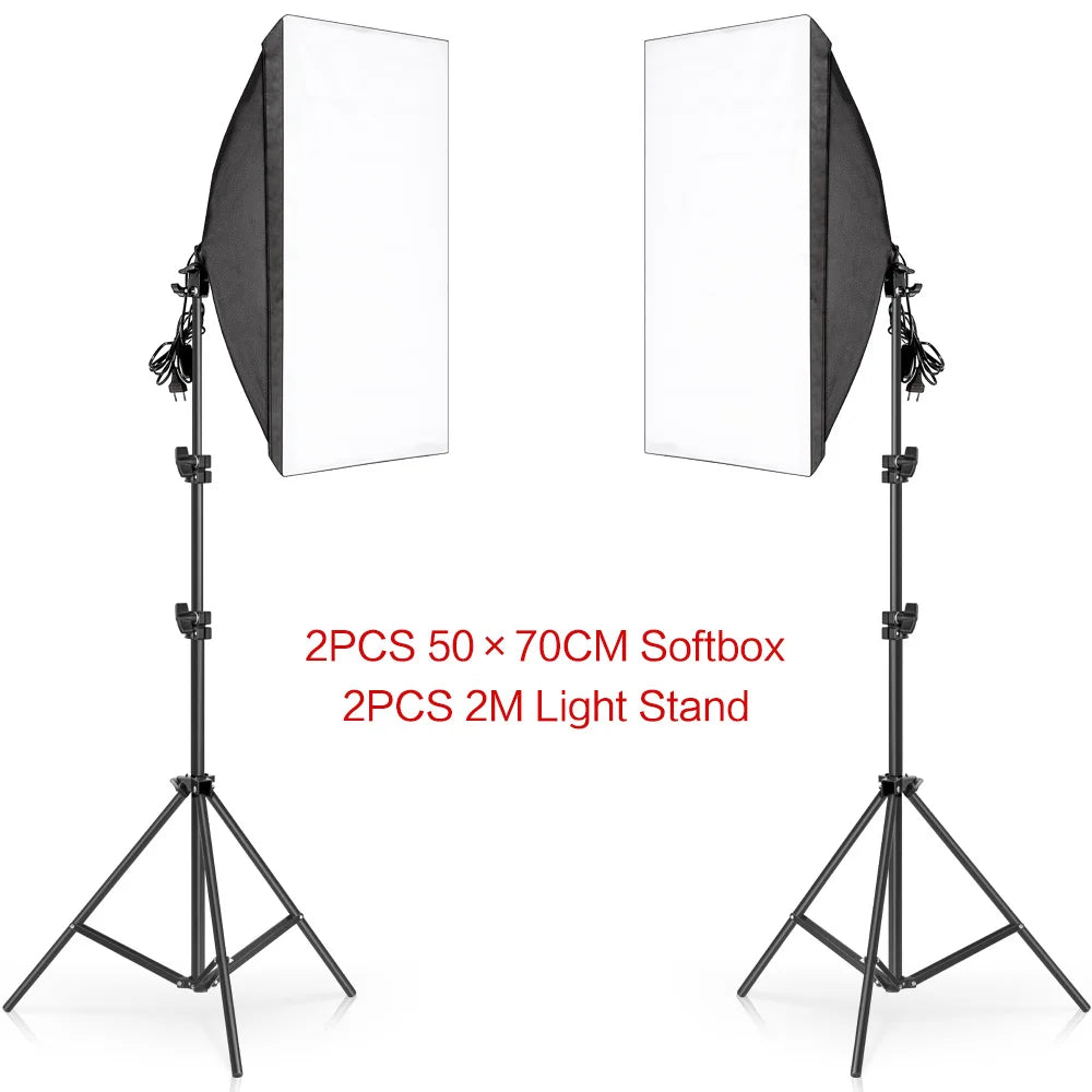 SH Softbox Photography Lighting Kit With E27 Bulbs