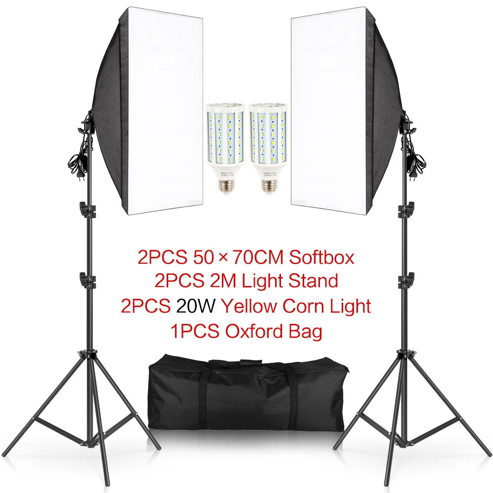 SH Softbox Photography Lighting Kit With E27 Bulbs