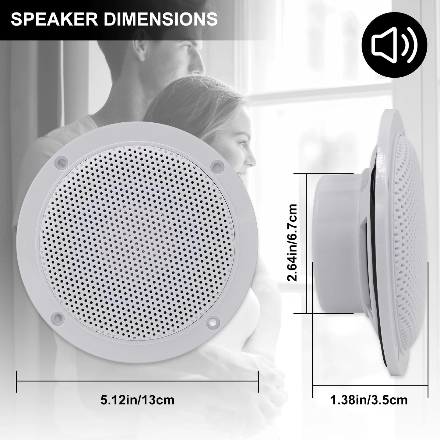 Herdio 4PCS 4'' 160W Marine Waterproof Bluetooth Speaker HIFI Full Range Stereo Motorcycle Boat UV-Proof Outdoor Sound Box