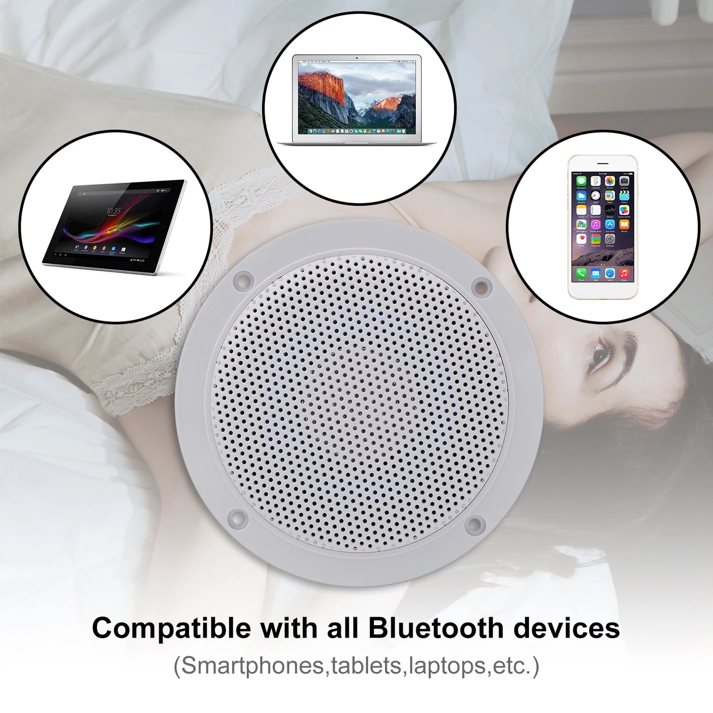 Herdio 4PCS 4'' 160W Marine Waterproof Bluetooth Speaker HIFI Full Range Stereo Motorcycle Boat UV-Proof Outdoor Sound Box