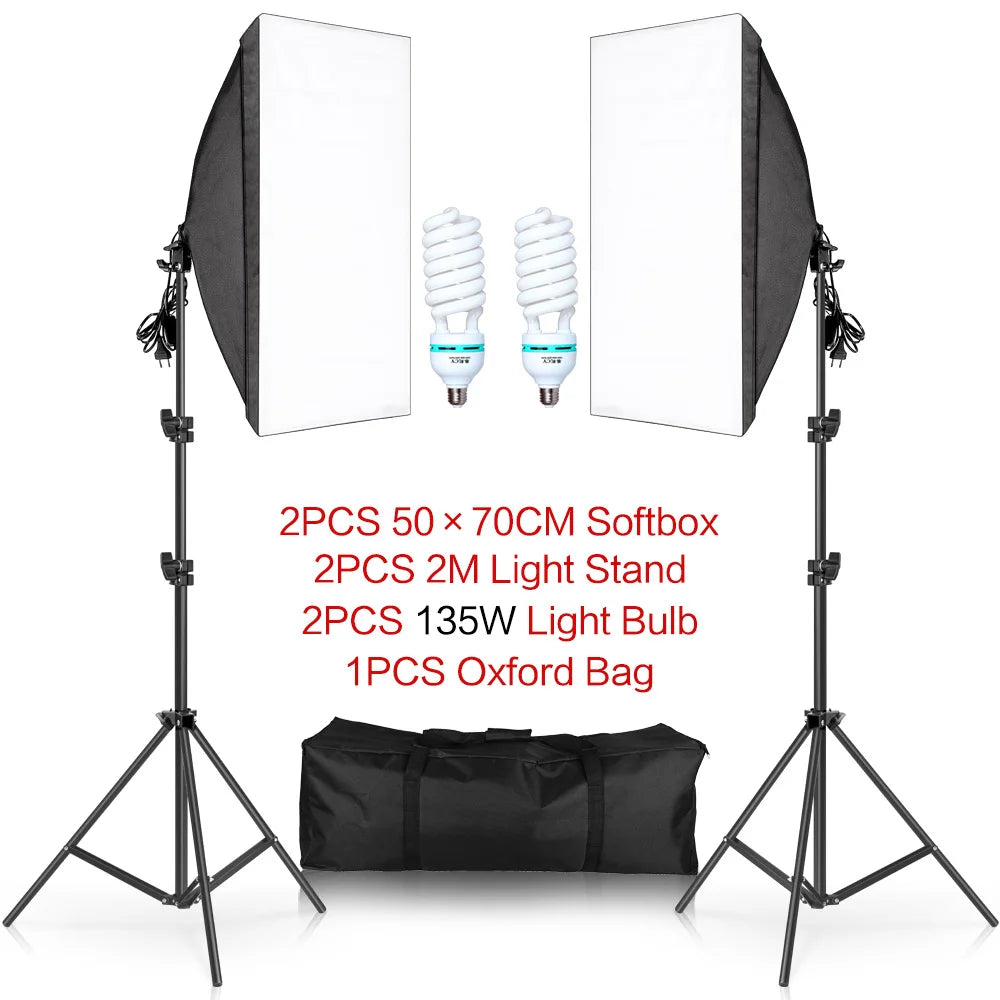 SH Softbox Photography Lighting Kit With E27 Bulbs