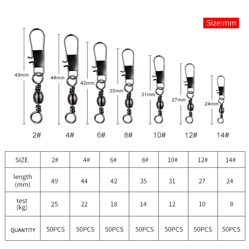 Meredith Stainless Steel Rolling Swivel Fishing Connector Pins 50 Pcs