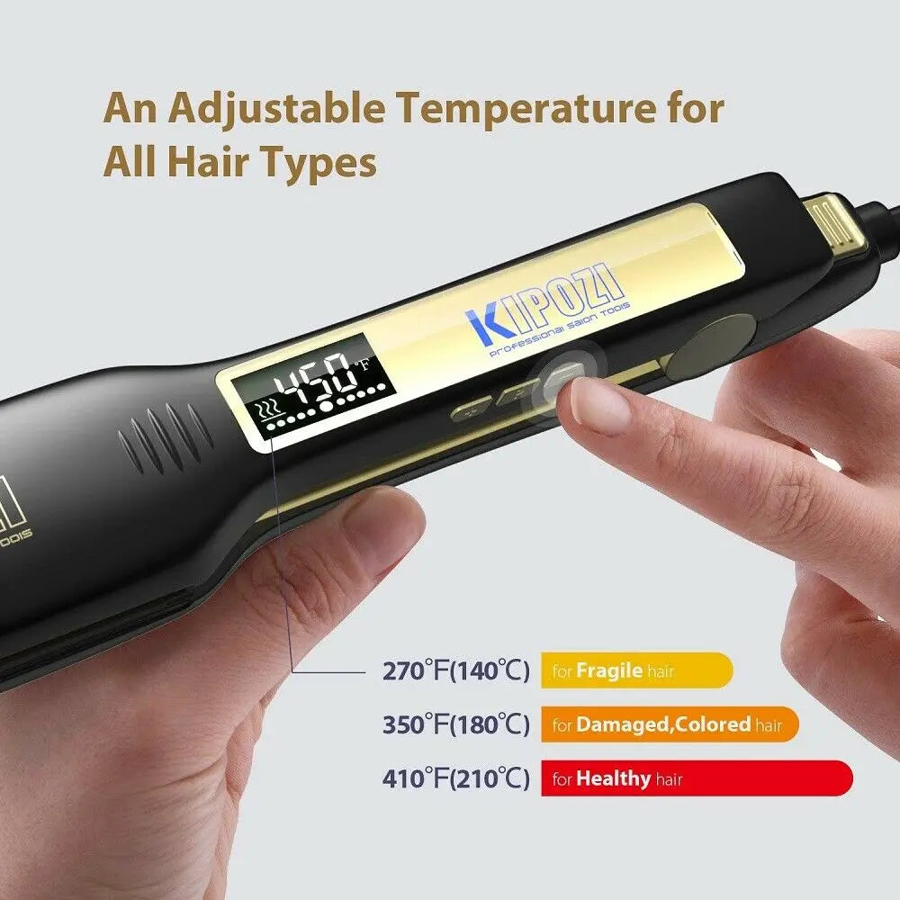 Fairywill Digital LCD Hair Straightener Titanium Flat Iron Dual Voltage