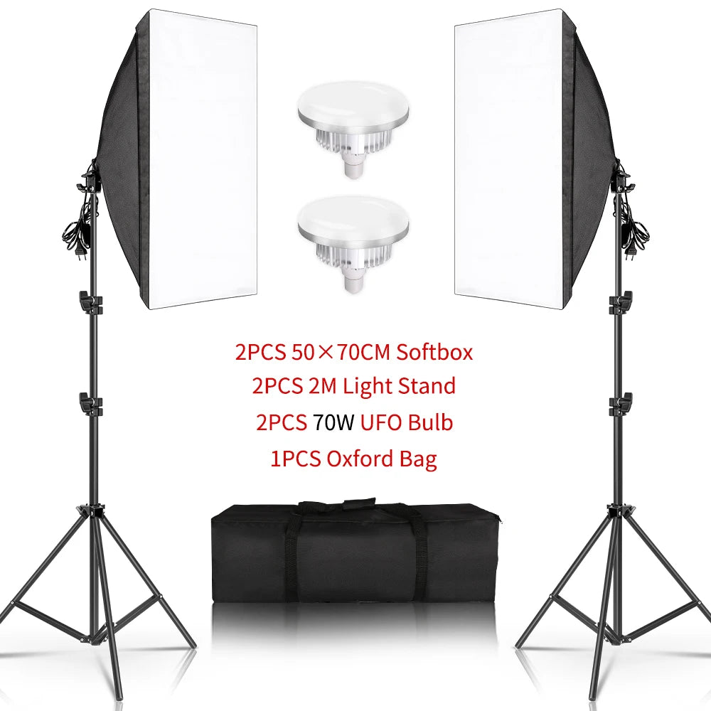 SH Softbox Photography Lighting Kit With E27 Bulbs
