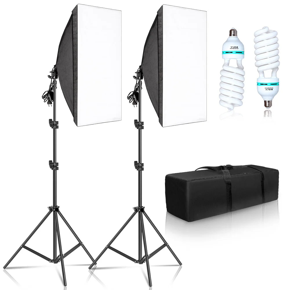 SH Softbox Photography Lighting Kit With E27 Bulbs