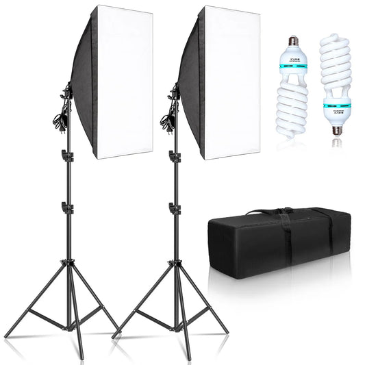 SH Softbox Photography Lighting Kit With E27 Bulbs