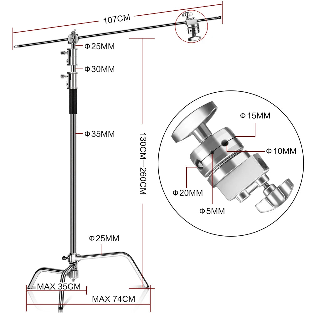 SHC Stand C Stand Photography Stand Stainless Steel Arm Head