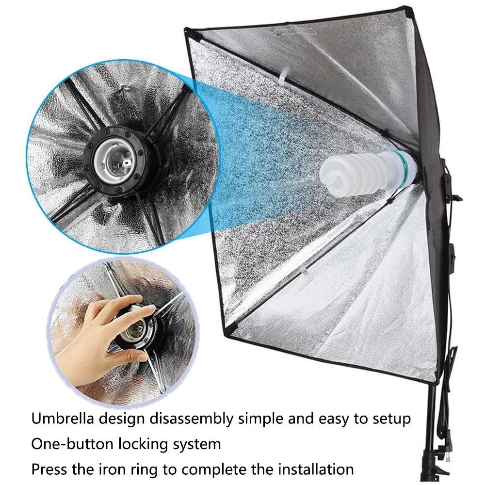 BAODELI Softbox Lighting Kit With Tripod And E27 Holder
