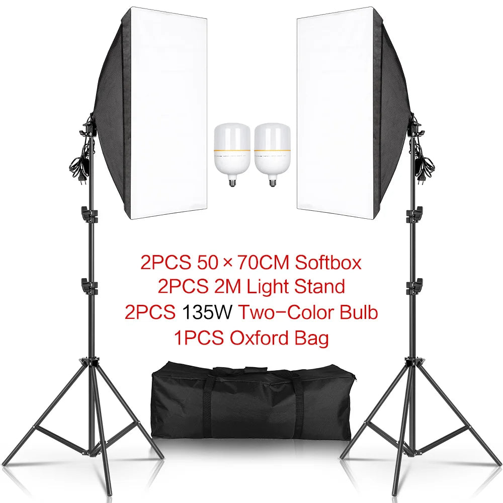 SH Softbox Photography Lighting Kit With E27 Bulbs