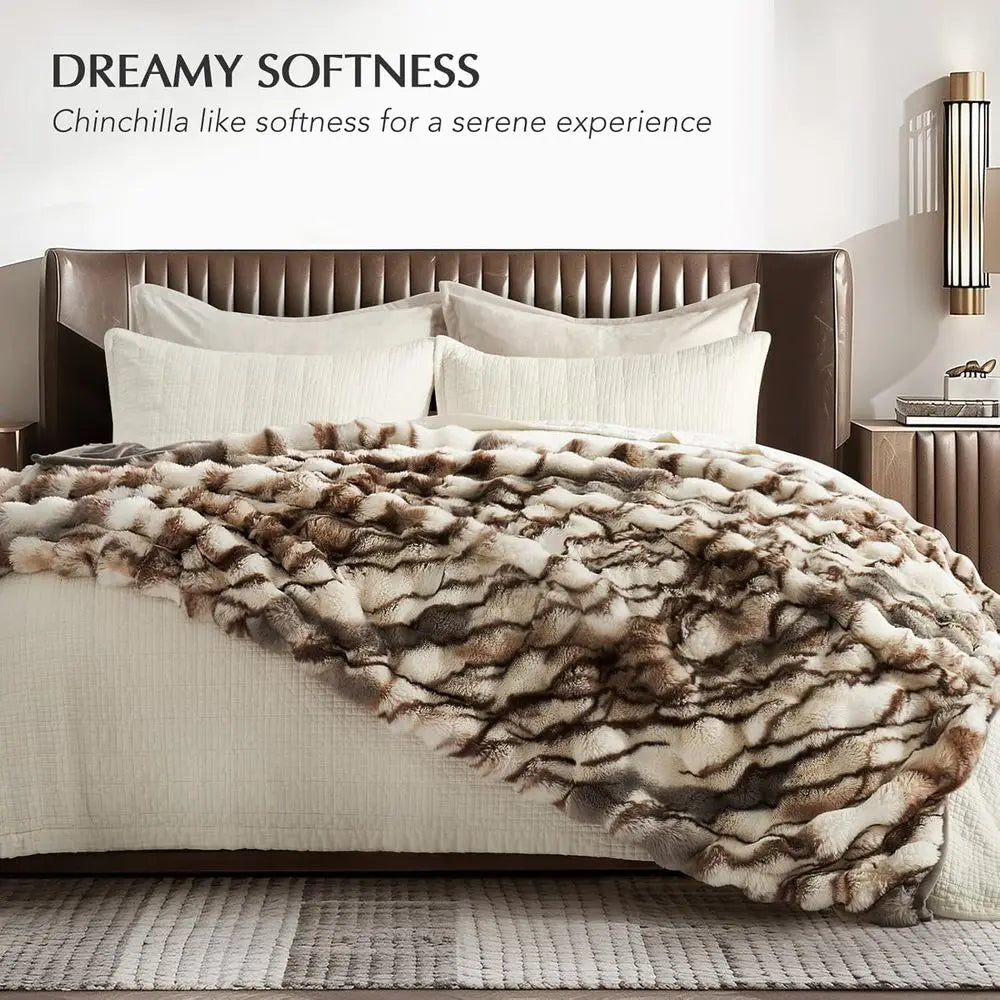 Luxurious Plush Faux Rabbit Fur Blanket For Bed Or Couch