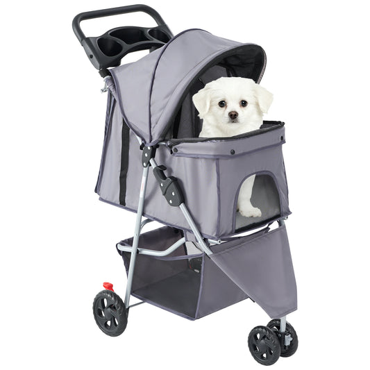 3 Wheel Foldable Pet Stroller For Small Dogs And Cats