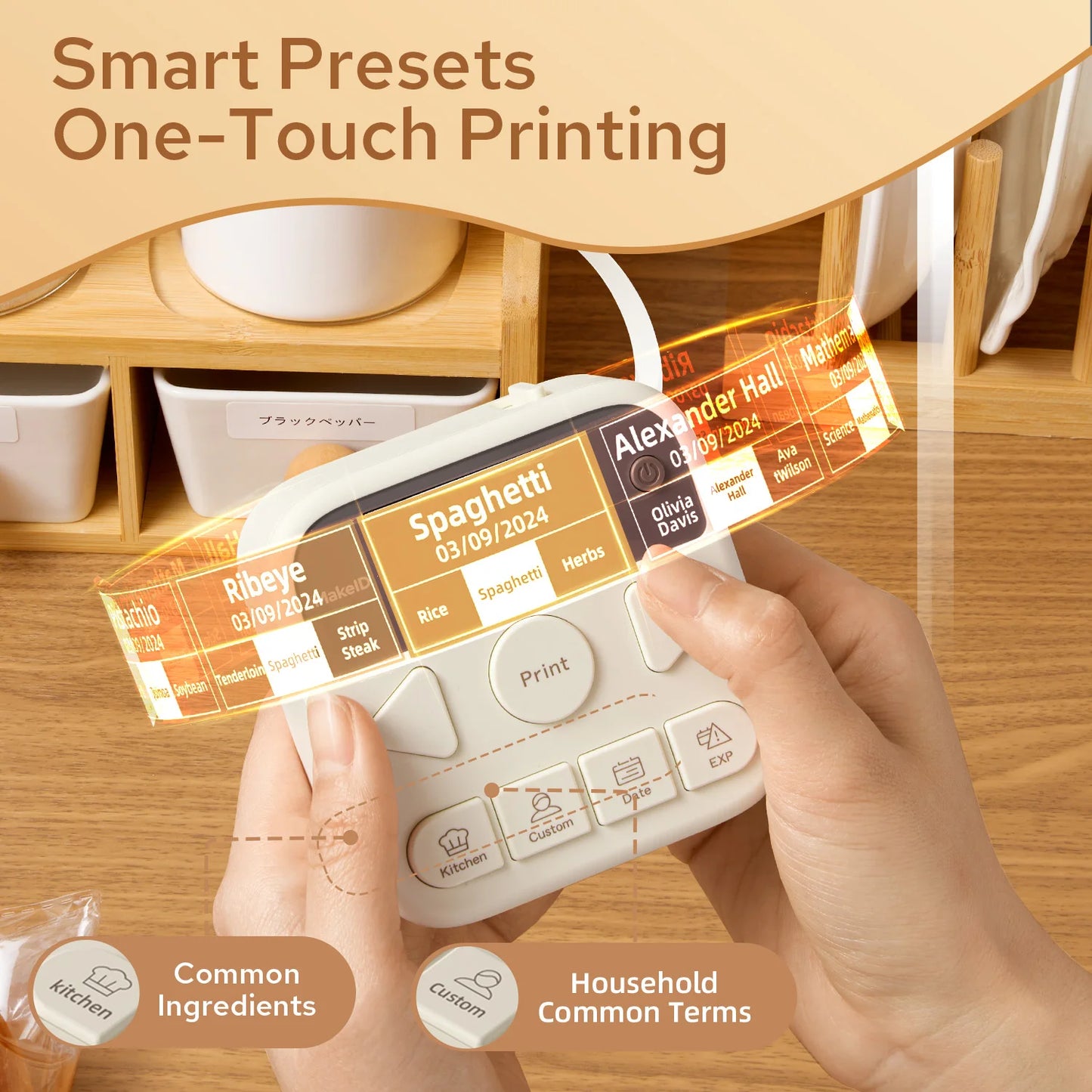 Makeid Label Maker Machine with Tape, S1 Pro Bluetooth LCD Display Labeler, One-Click Quick Print Inkless Magnetic Label Printer