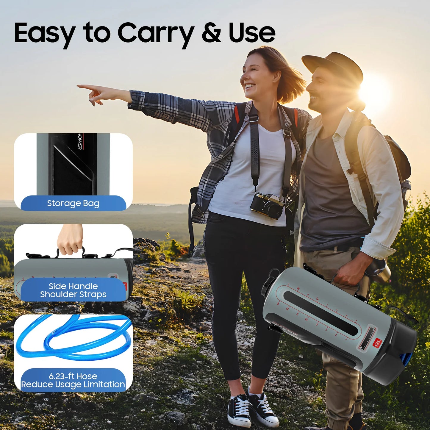 Bymaocar Portable Camping Shower Bag For Hiking Outdoors