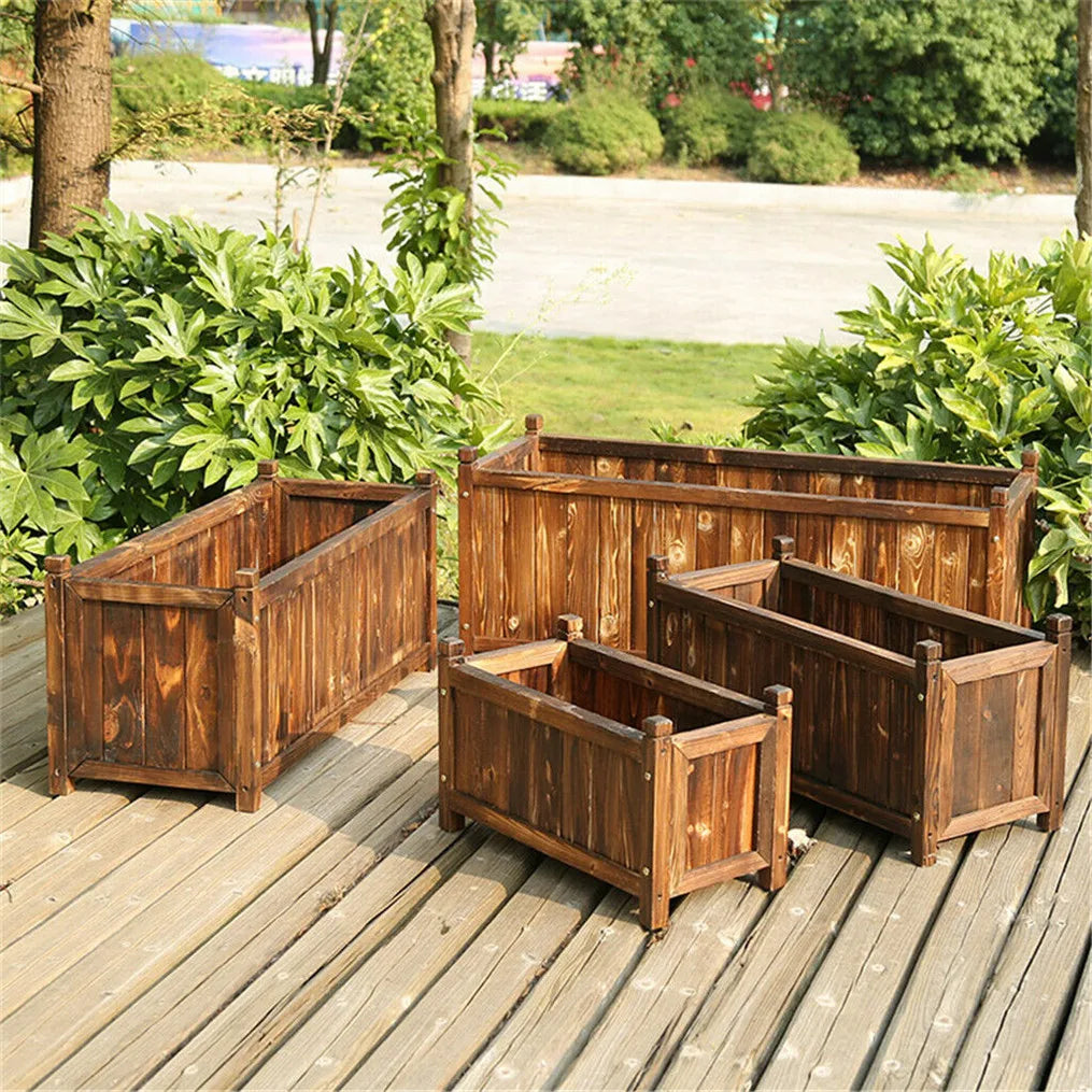 Wooden Raised Flower Bed Planter for Indoor and Outdoor Gardens