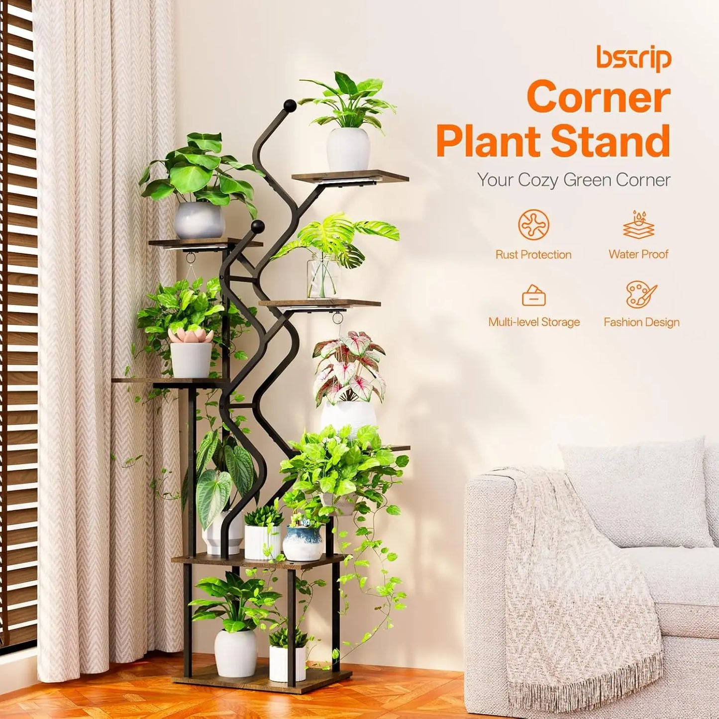 Plant Stand With Grow Light For Indoor Outdoor Use